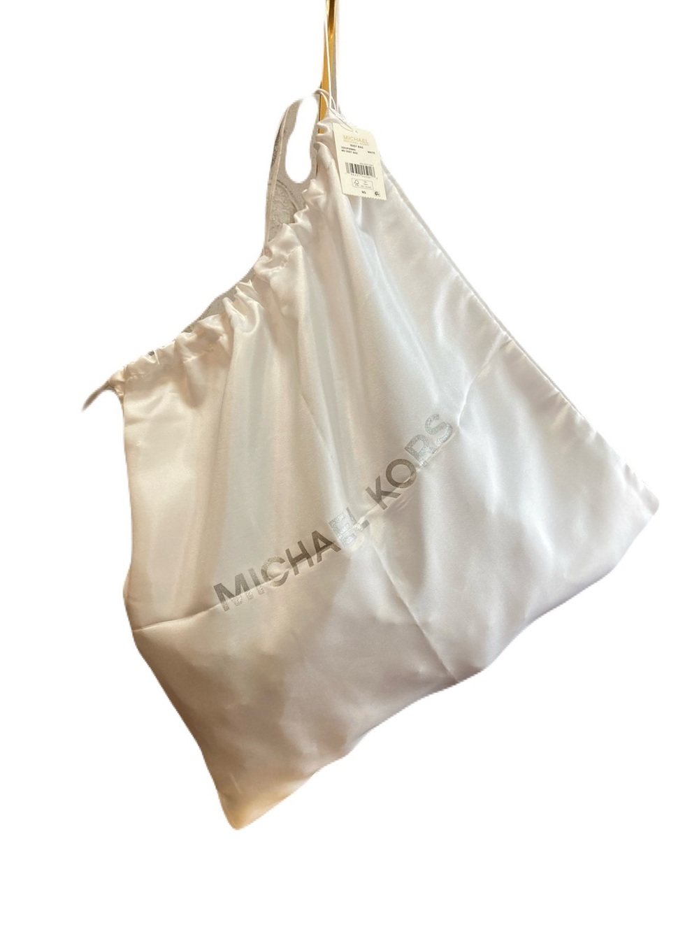 Michael Kors White Satin Drawstring Dust Bag Cover NWT 16” x 14”